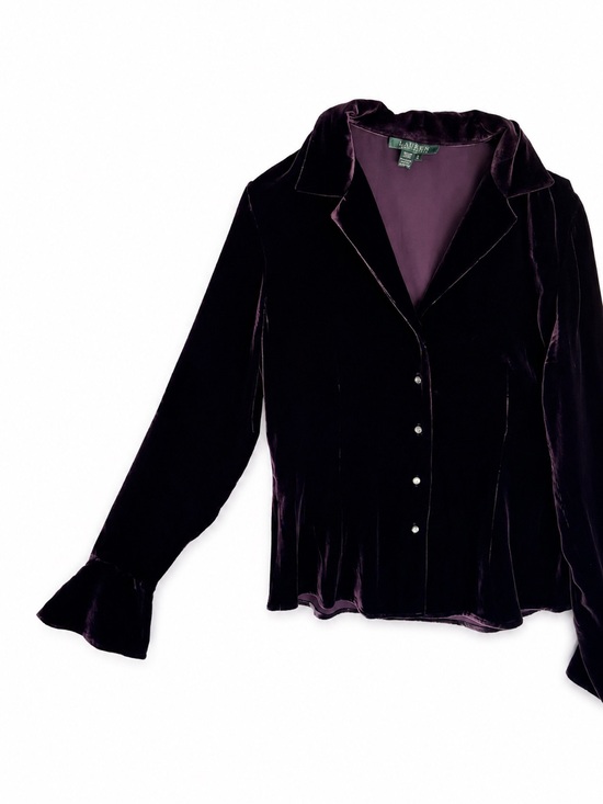 Lauren Ralph Lauren Tops - Ralph Lauren Dark Purple Velvet Button-Up top whimsy goth romantic size small